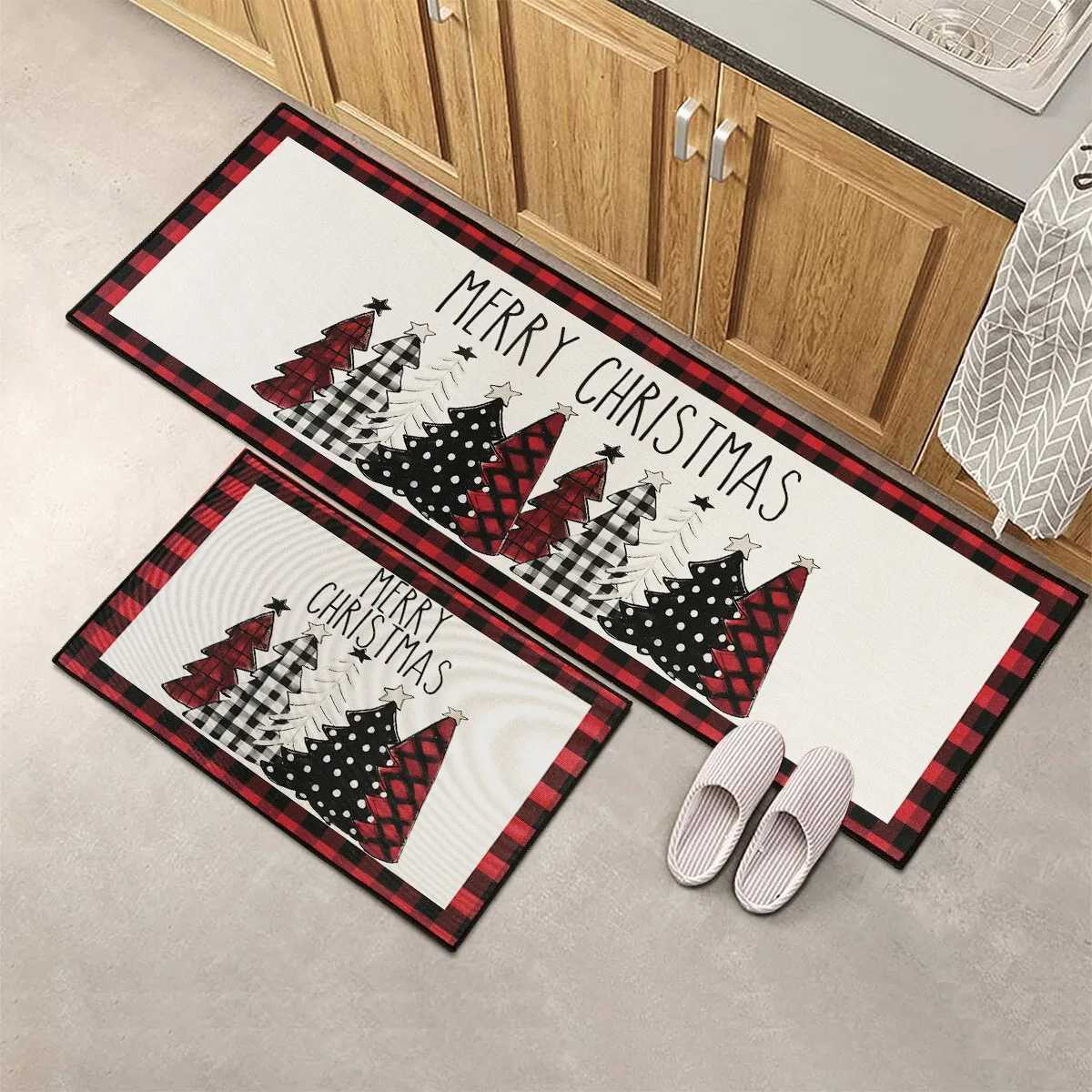 Christmas Tree Floor Mat Home Kitchen Absorbent Non-slip Rugs Merry Christmas Decoration For Home 2025 Happy New Year 2026 GiftsM251117