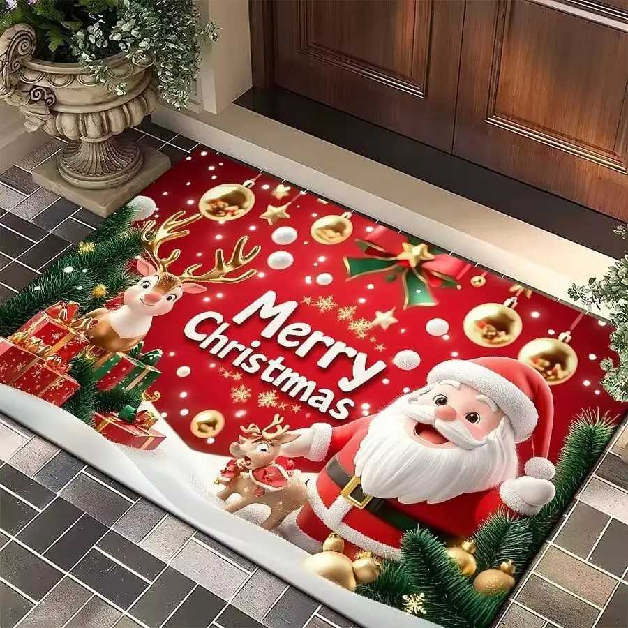 Christmas carpet entrance door mat Santa Claus red entrance door mat Printing anti slip rugM251117