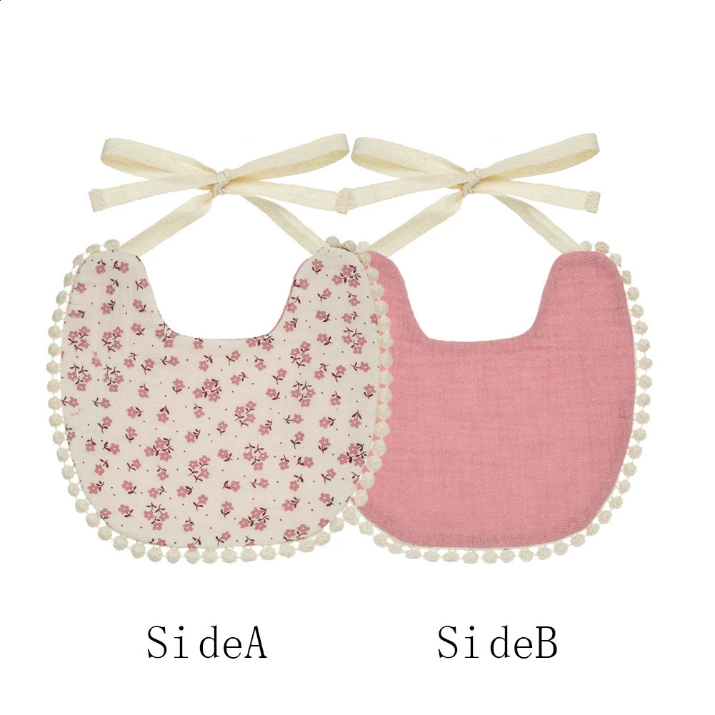 Cotton cloth baby boy girl bib doublesided floral print Saliva towel feeding Burp childrens adjustable scarf 250414z