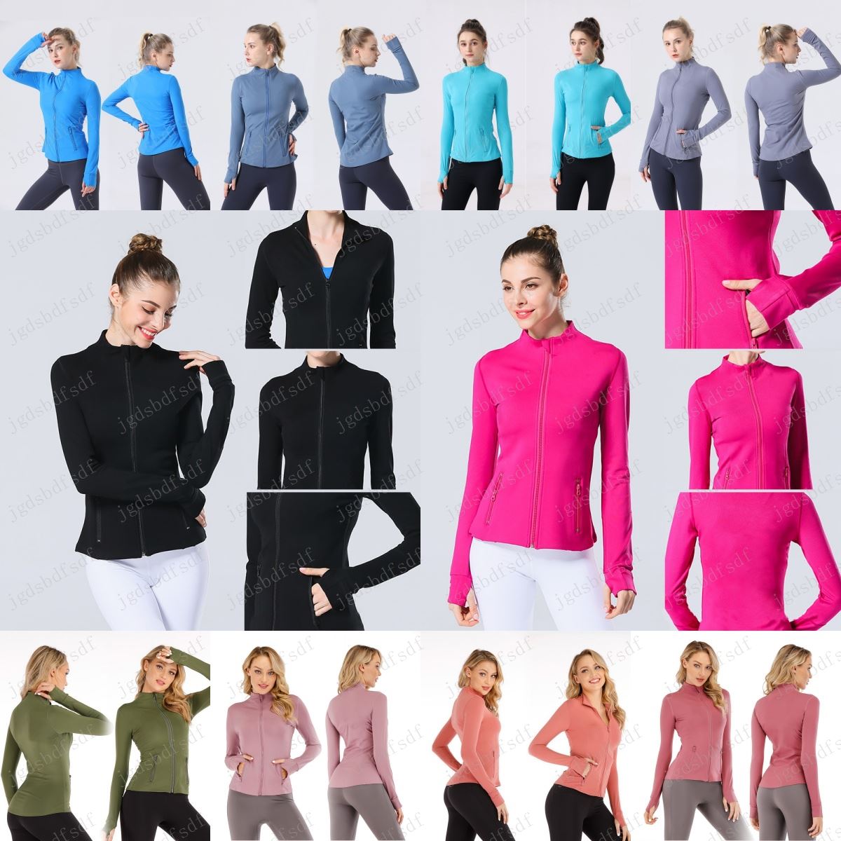 2024 Yoga Women's Workout Sport Coat Fiess Jacket Sports Quick Dry Activewear Top Solid Zip Up Sweatshirt Sportwear Hot Sell