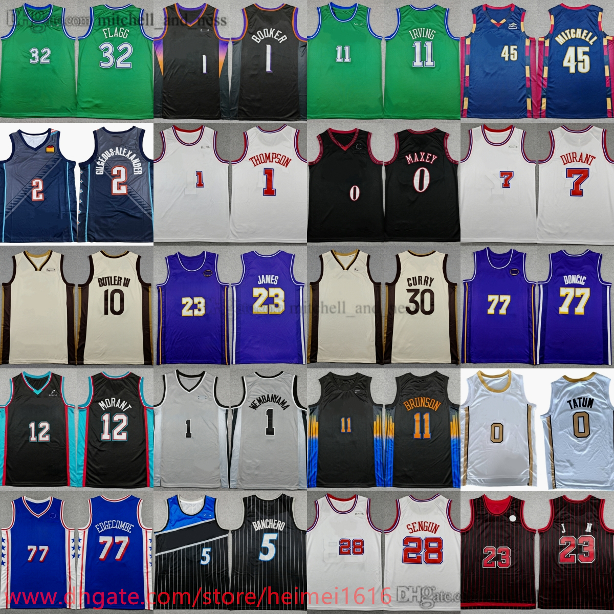 Custom s-6XL New Basketball 77 VJ Edgecombe Jersey Stitch 28 Alperen Sengun 1 Amen Thompson Kevin Durant Gilgeous-Alexander Holmgren Curry Flagg Doncic Brunson Maxey