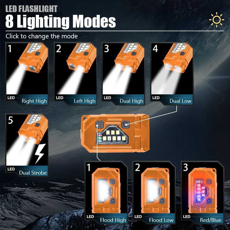 Mini Keychain EDC Flashlight Rechargeable Magnetic Torch Super Bright Pocket LED Torch Pen Clip Headlamp Outdoor Fishing Lamp M251117