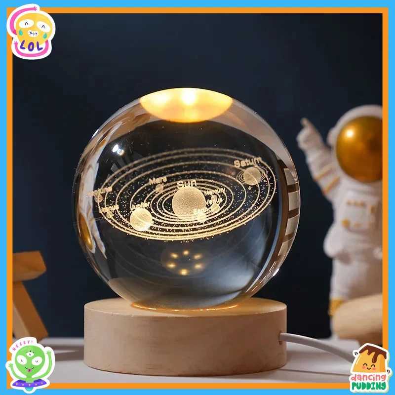 NEW Christmas Birthday Gifts6 Crystal Ball Planet Night Light Laser Solar System Globe Astronomy Festival GiftsDesktopDecoration J251117