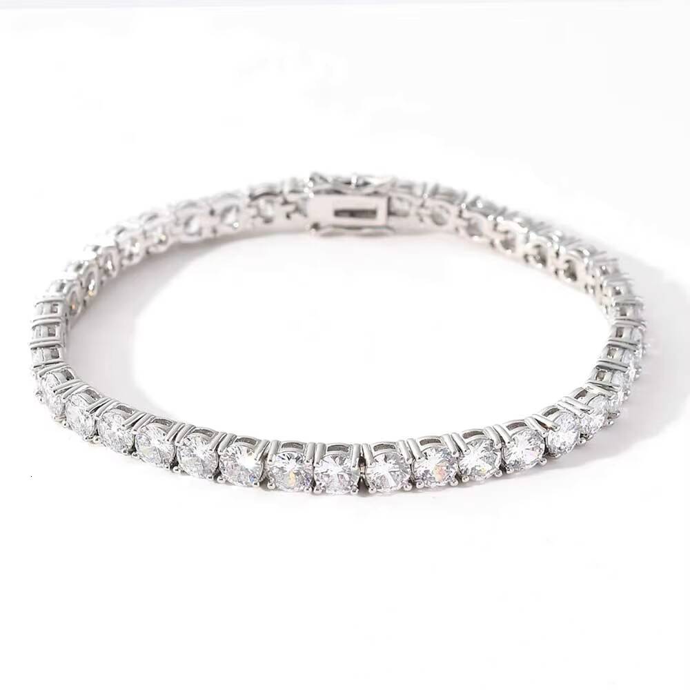 Moissanite 3MM High Quality Diamond Tennis Bracelet Iced Out CZ Stone 18k Gold Plated Tennis Chain Jewelry for Women