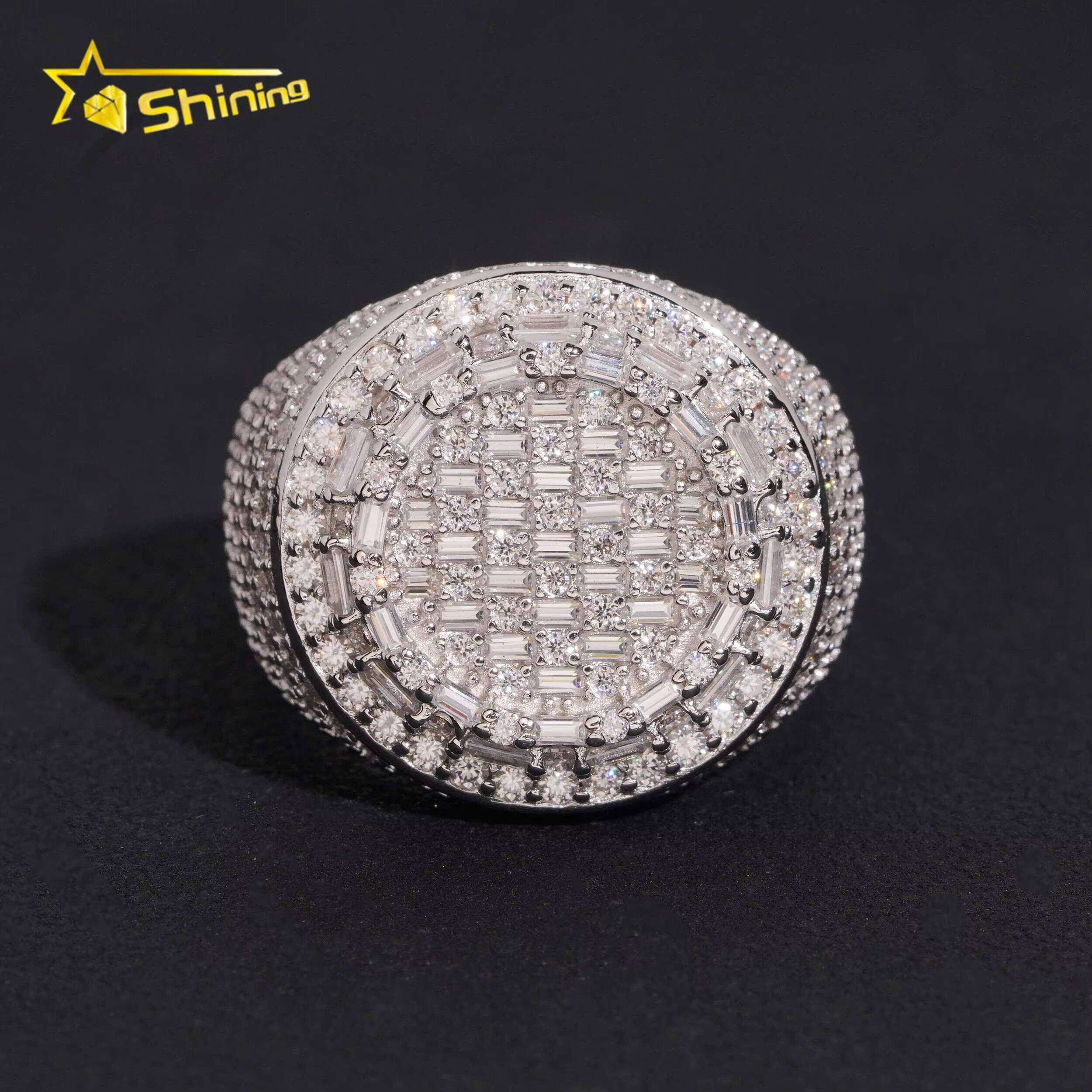 New Arrival GRA Certified VVS Moissanite Ring Men Hip Hop 925 Sterling Silver High Quality Shining Iced Out Ring Hip Hop Ring