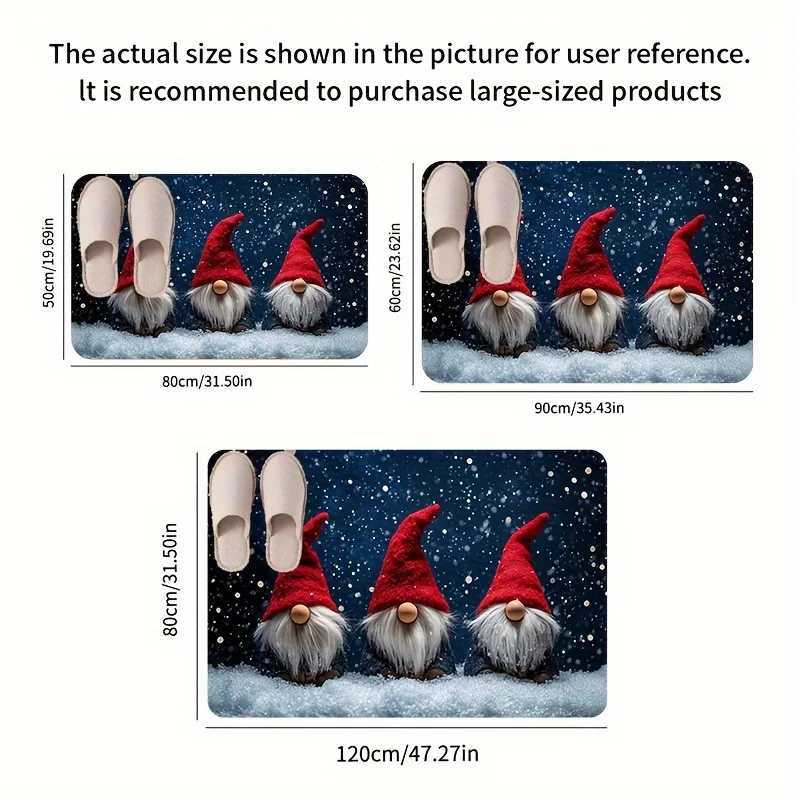 1pc Christmas Door Mat 047inch Thick Flannel Machine Washable Festive Red-Hatted Elf Design Ideal for Kitchen or LiviM251117