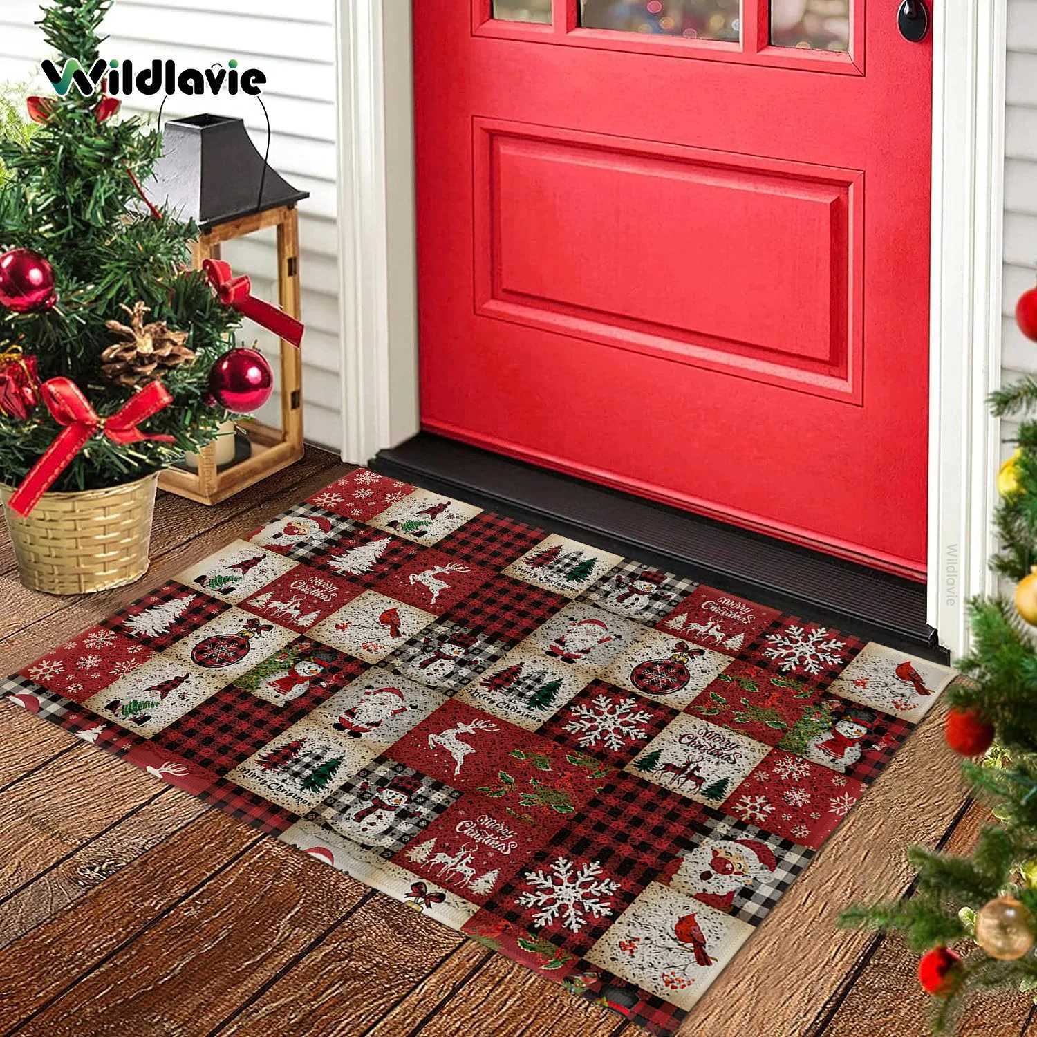 VIKAMA Christmas Rug Premium Red Checkered Washable Doormat Waterproof Welcome Mat Rug For Bedroom Carpet For Live Room Home DecM251117