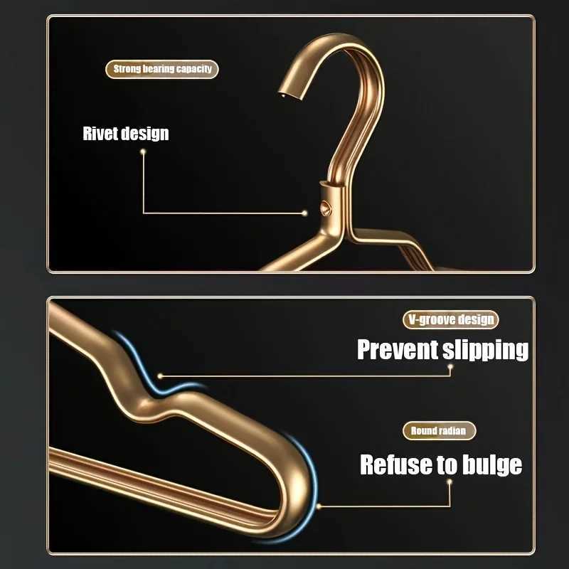 5/10pcs Golden Durable Children Clothing Aluminum Alloy Clothing Hanger Domestic Adult Hanging Coat Hanger Supplies Organizer C251117