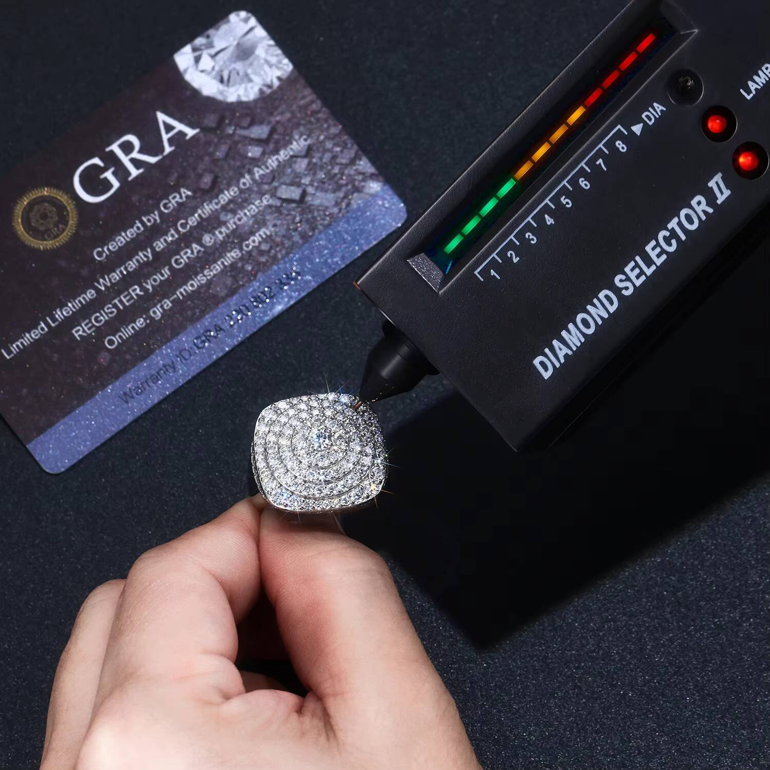 Hip Hop Mens 925 Sterling Silver Moissanite Mens Ring with Large Diamonds Exaggerated Wedding Ring Holiday Gift