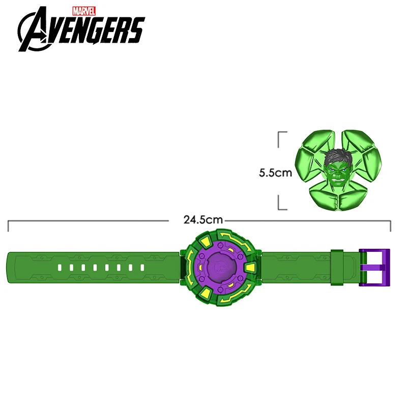 New Marvel Avengers Hulk Style 2 Pcs Fidget Spinner Wristband Three Kinds of Glare Movie Peripheral Toy Set Boy Birthday Gifts