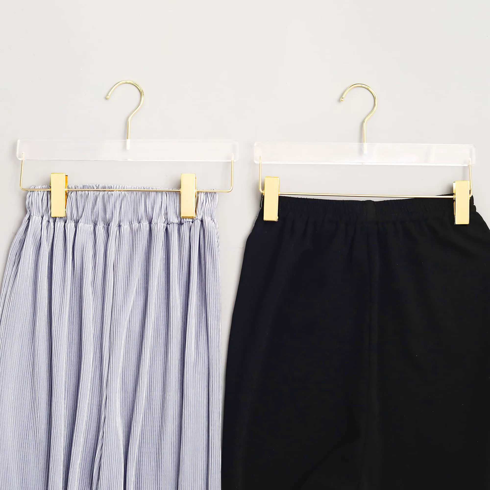 5/10PC Acrylic Clothes Hanger Pants OrganizerTransparent Trouser Hanger for Skirt Clips Wardrobe Space-saving High Quality C251117