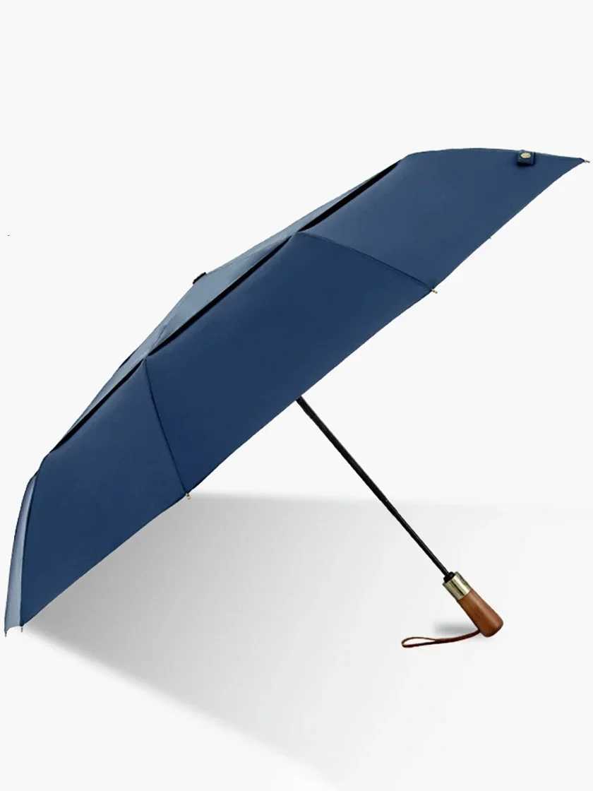 Big Automatic Umbrella Man Business Style Wind-resistant Foldable Umbrella Windproof Strong Double Layer Wooden Rain Umbrella C251117
