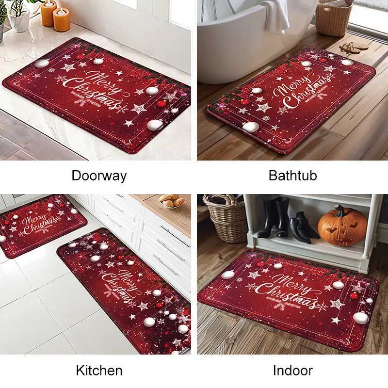 Christmas Kitchen Mats Entrance Doormat Decor Winter Xmas Hallway Balcony Rugs Bath Non-slip Foot Pad Christmas DecorationsM251117