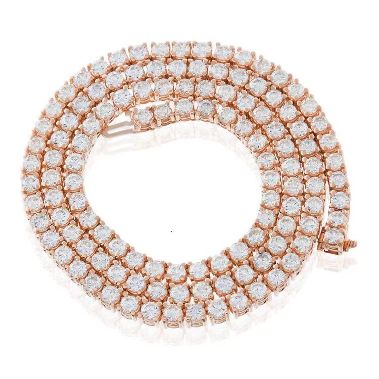 Dropshipping 14K 18K Gold Plate 925 Silver Moissanite Tennis Chain Bracelets 5mm VVS Diamond Necklace for Women Men