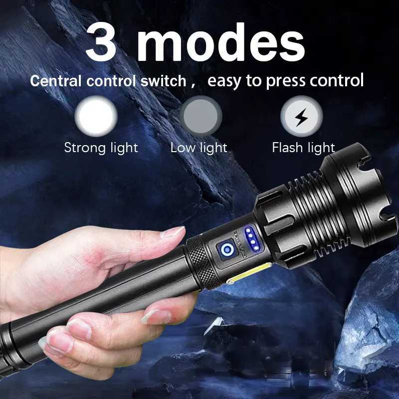2025 New 15000mAh High Power XHP390 Flashlights 100000000LM Ultra Powerful Flashlight Rechargeable Lantern Outdoor Camping Torch M251117