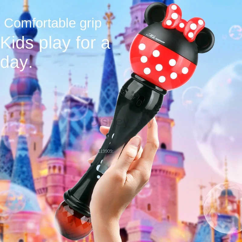 Disney toy Mickey cartoon new bubble machine boy and girl magic wand toy new Mickey Mouse Minnie electric soap bubble childrens gift Y2504017
