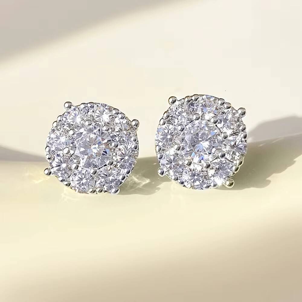 Wholesale 925 Silver Stud Earrings Customized Fine Jewelry Design From Italy with Cute Cubic Zircon Gemstone for Men and Women
