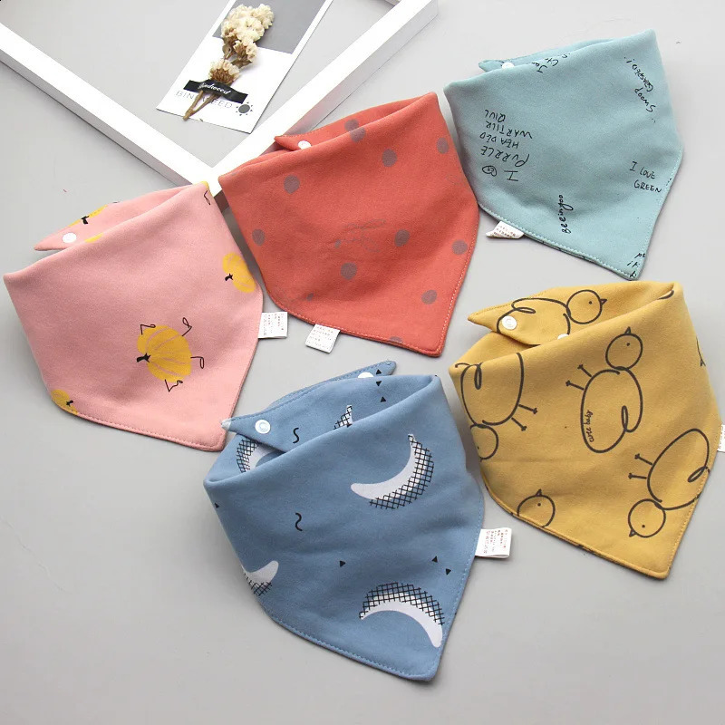 5 baby bibs soft cotton slippers cute triangular scarves comfortable and teeth towels Saliva suitable for borns 250414z