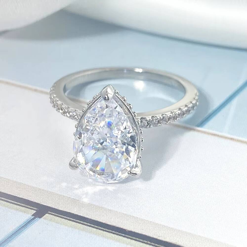 FOXI High Quality Engagement Rings Jewelry Women Ice Crushed Cut 8A Zircon 925 Sterling Silver Casual Rings for Ladies