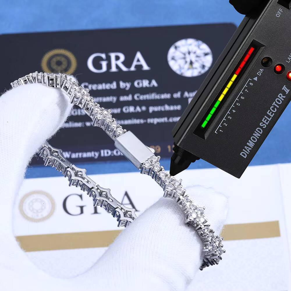 Hip Hop Tennis Bracelet 65mm Moissanite S925 Silver Airplane Chain for Fashion