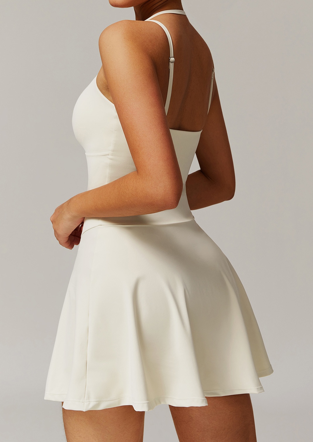 A822 Athletic Women's Halter Top Dress with Pocket Bottom Layer - Lightweight Short Tennis Skirt
