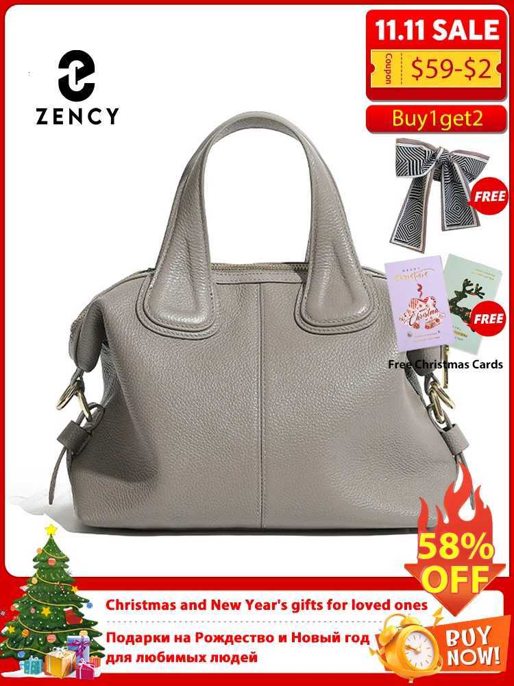 Zency 2 Straps Genuine Leather Top-handle Bag For Women Vintage Boston Bag Shoulder Handbag Crossbody Large Capacity Bolsas 2025W251115