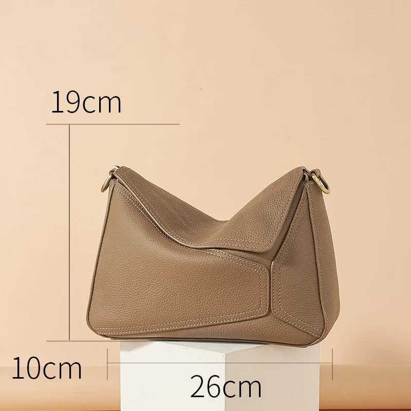 Pure 100 Cowhide Leather Womens Geometric Solid Color Shoulder Bag For Ladies Large Capacity Pillow Crossbody Handbag LuxuryW251117
