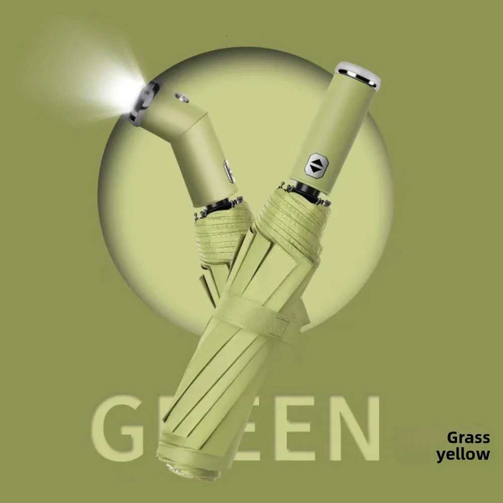 10-Bone Frame LED Flashlight Umbrella Windproof Design Three Fold Rotating Umbrella Waterproof UV Protection Automatic Umbrella C251117