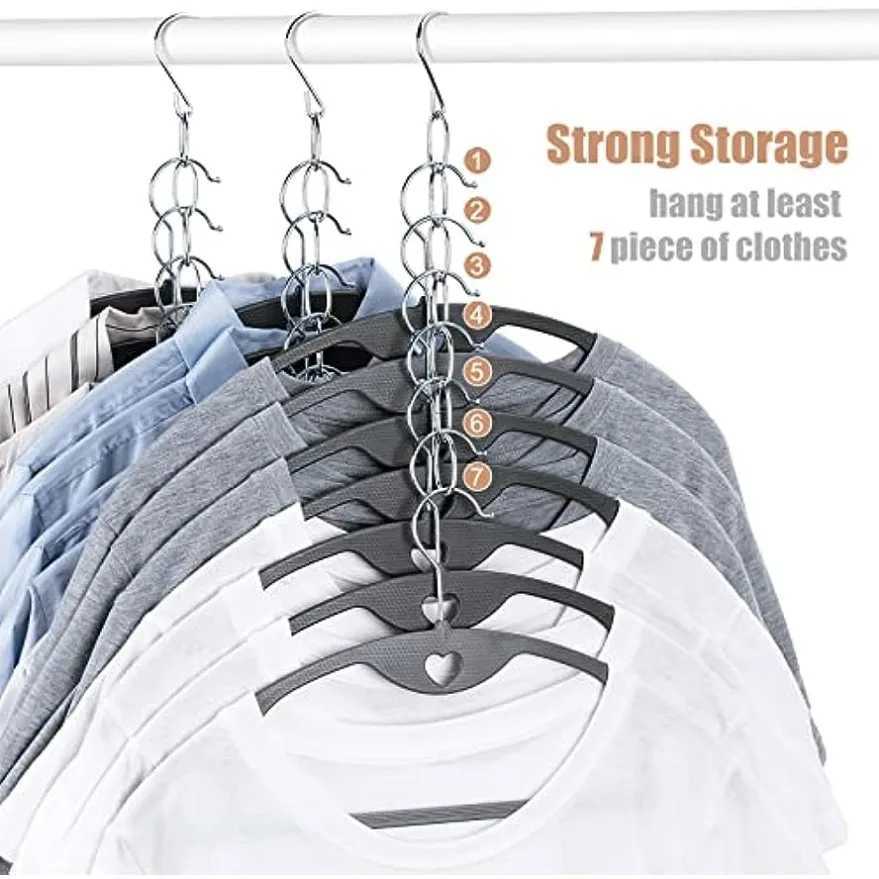 2pcs 7-Slot Metal Chain Clothes Hanger Space-Saving Organizer Multi-Hanger Storage Wardrobe Accessory Clothes Organizer Storage C251117