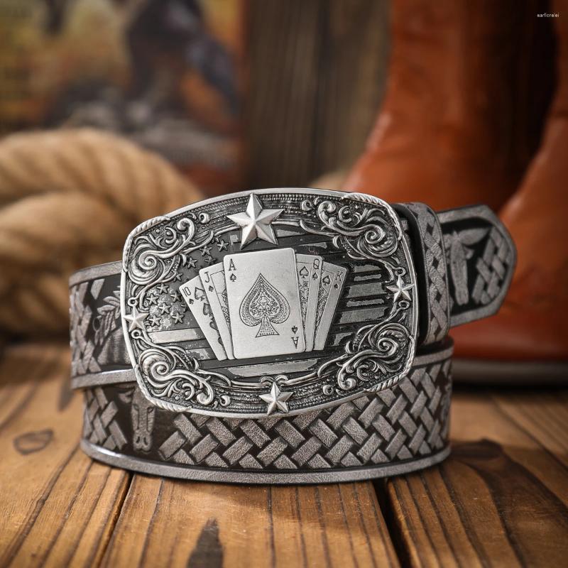 Belts A Classic Retro PU Material Embossed Belt Metal Plate Buckle Head Men And Women The Same Daily Casual Delivery Punch Nails