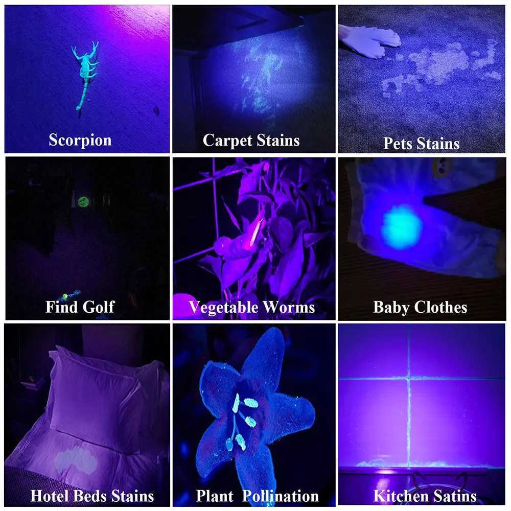 Mini UV Flashlight 365nm 395NM Ultraviolet Blacklight USB Rechargeable Purple Linternas Carpet Pet Urine Detector Catch Scorpion M251117