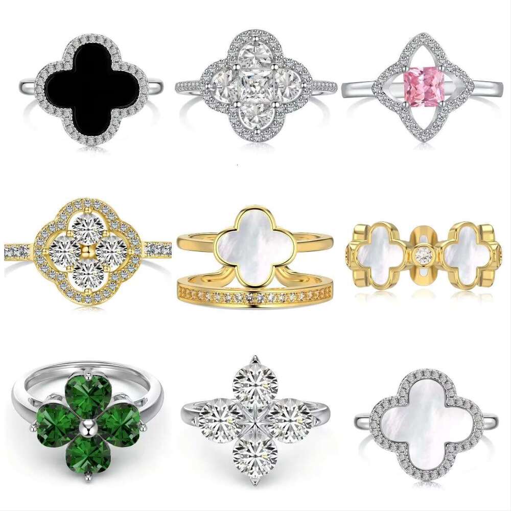 VANA High Quality 4 Leaf Necklace Sterg Clover Sier Ring Brands Jewelry Set