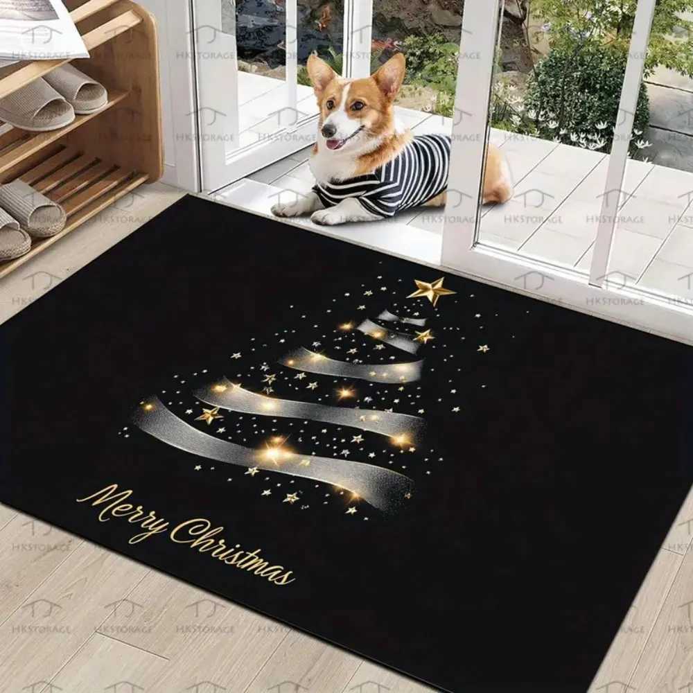 1 Pc Stylish Christmas Tree Pattern Non-Slip Corridor Entry Mat for Kitchen/Bedroom/Balcony/Living Room Holiday Home DecorationM251117