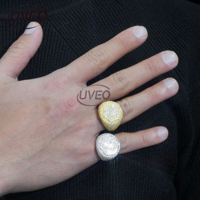 Moissanite Ring 925 VVS Gold Jewelry Iced Out Hip Hop Pass Diamond Tester Couple Sterling Silver