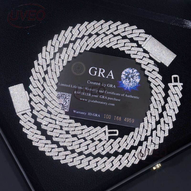 Sterling Silver VVS 925 Iced Out Gold Jewelry Moissanite Cuban Chain Hip Hop Pass Diamond Tester Pendant Cuban Link Chains High Quality Fashion Women 