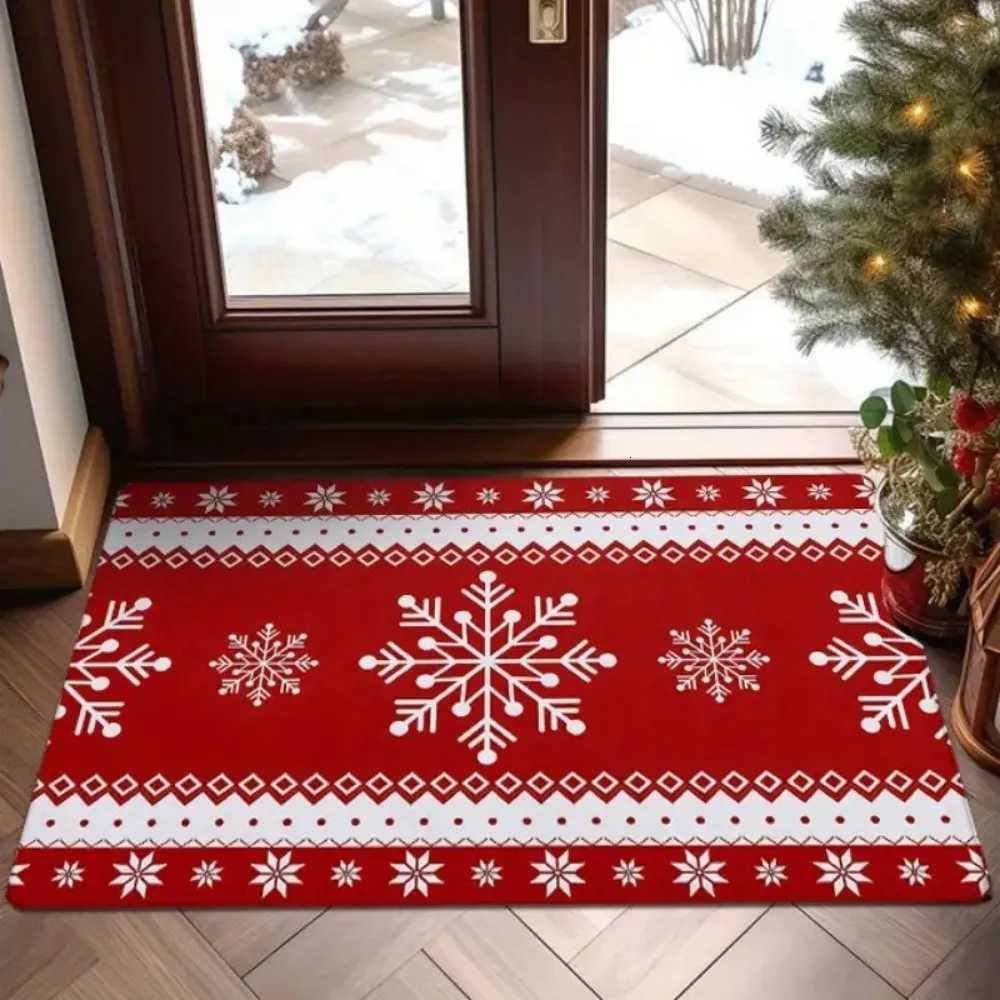 VIKAMA Christmas crystal velvet floor mat holiday cartoon bathroom anti-slip mat Christmas atmosphere snowflake deer door matM251117