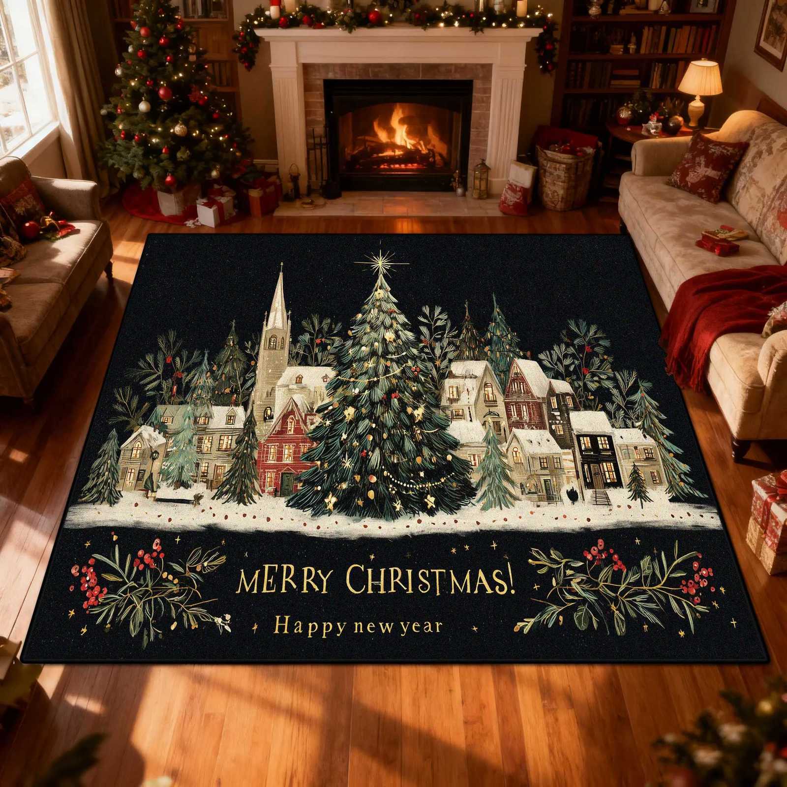 New Christmas Creativity Decoration Carpet for Living Room High-end Sofa Area Rug Bedroom Bedside Entrance Door Mat CustomizableM251117