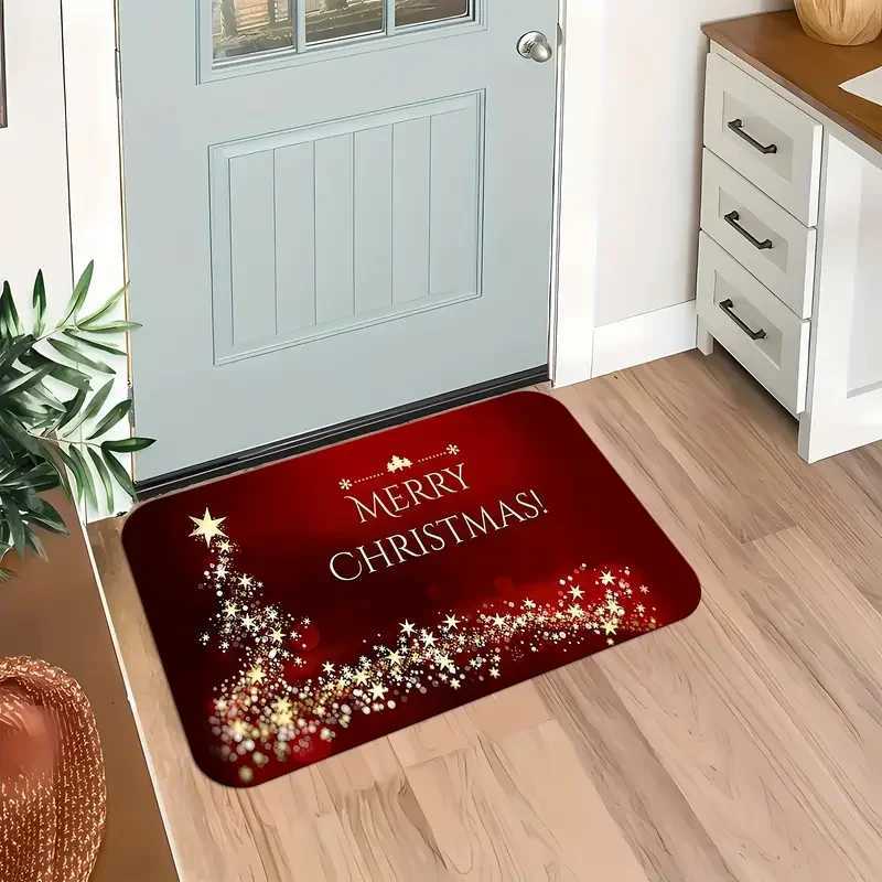 VIKAMA Merry Christmas Shining Stars Pattern Christmas Welcome Doormat Area Rug-Machine Washable-For Living Room BedroomM251117