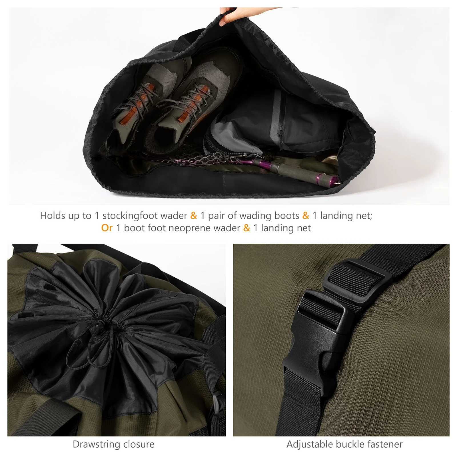 BASSDASH Wader Bag Foldable with Changing Mat Shoulder Strap Handles Mesh Boot Storage for Fishing Travel Hunting Hiking FP08W251115