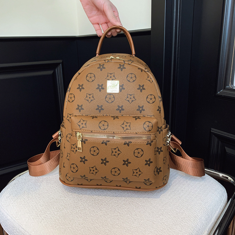 Free shipping Designer bag retro and fashionable versatile old floral commuting pattern texture, large capacity soft leather crossbody backpack for wo