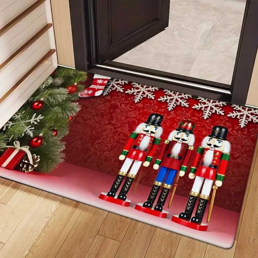 Light Luxury Christmas Nutcracker Floor Mat Entrance Welcome Doormat Bedside Balcony Corridor Christmas Decoration CarpetM251117