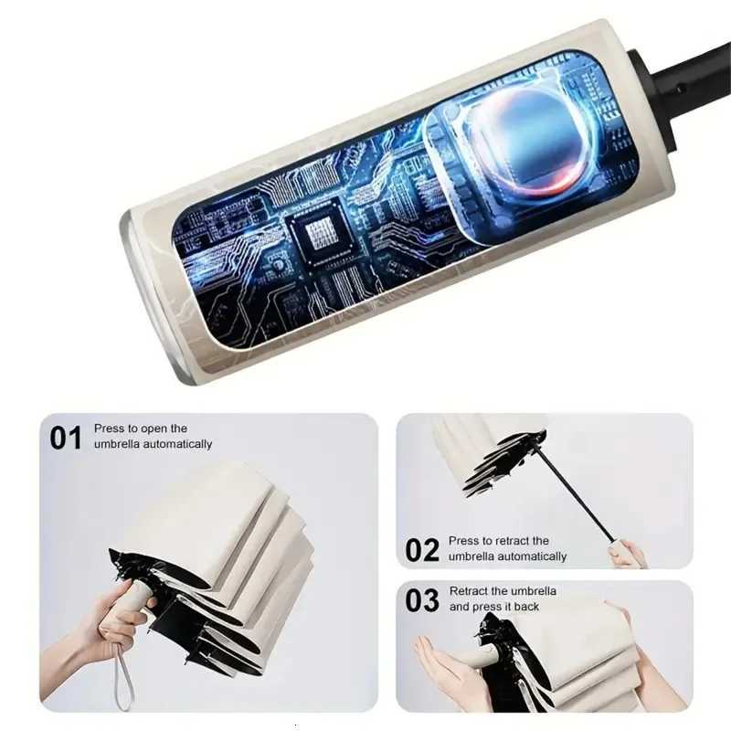 12 Bone Black Glue Fully Automatic Umbrella with Thick and Durable Keel Three Fold Umbrella Uv Resistant Folding Umbrella C251117