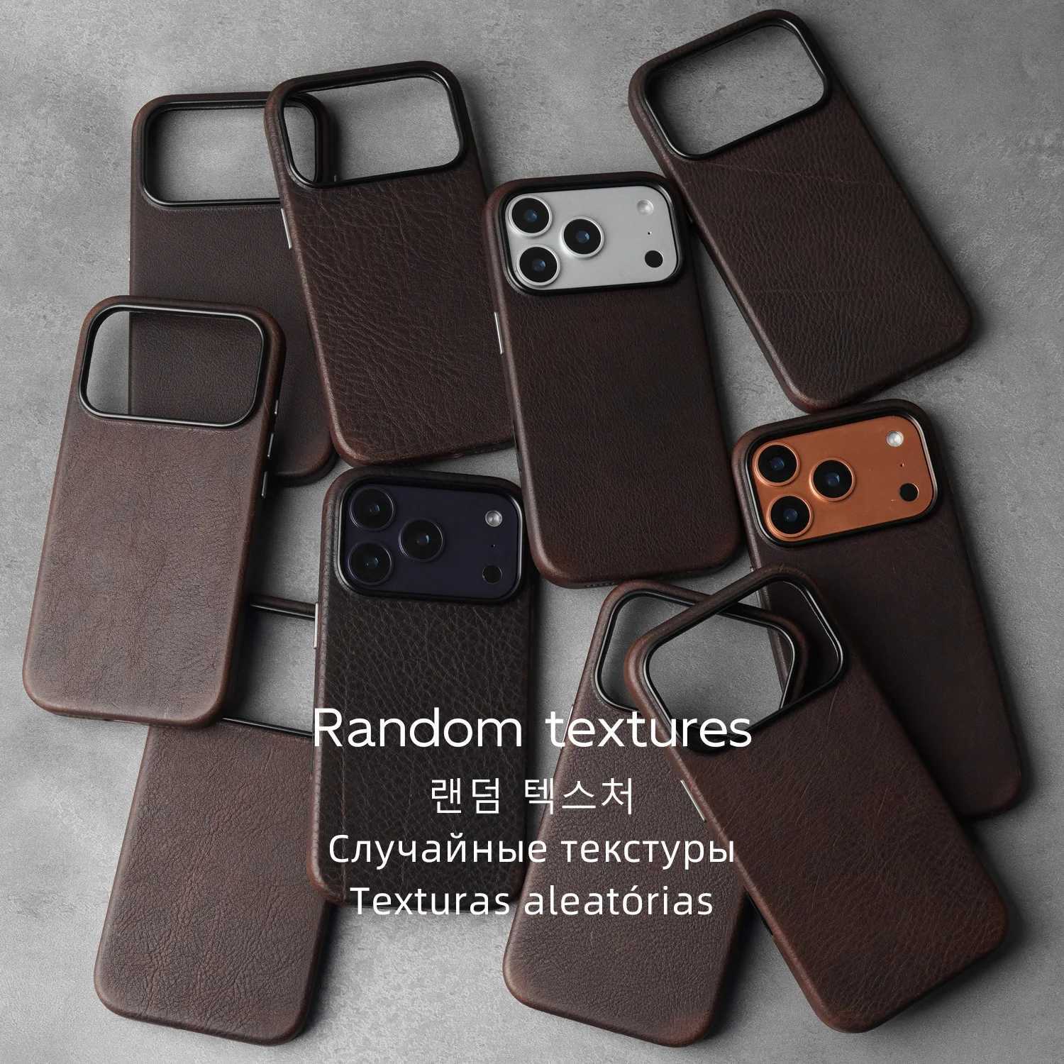 YMW Scratc Crazy Horse Genuine Leather Case for iPhone 17 16 15 14 Pro Max Magnetic PULL-UP Cowhide Phone Cover J251202