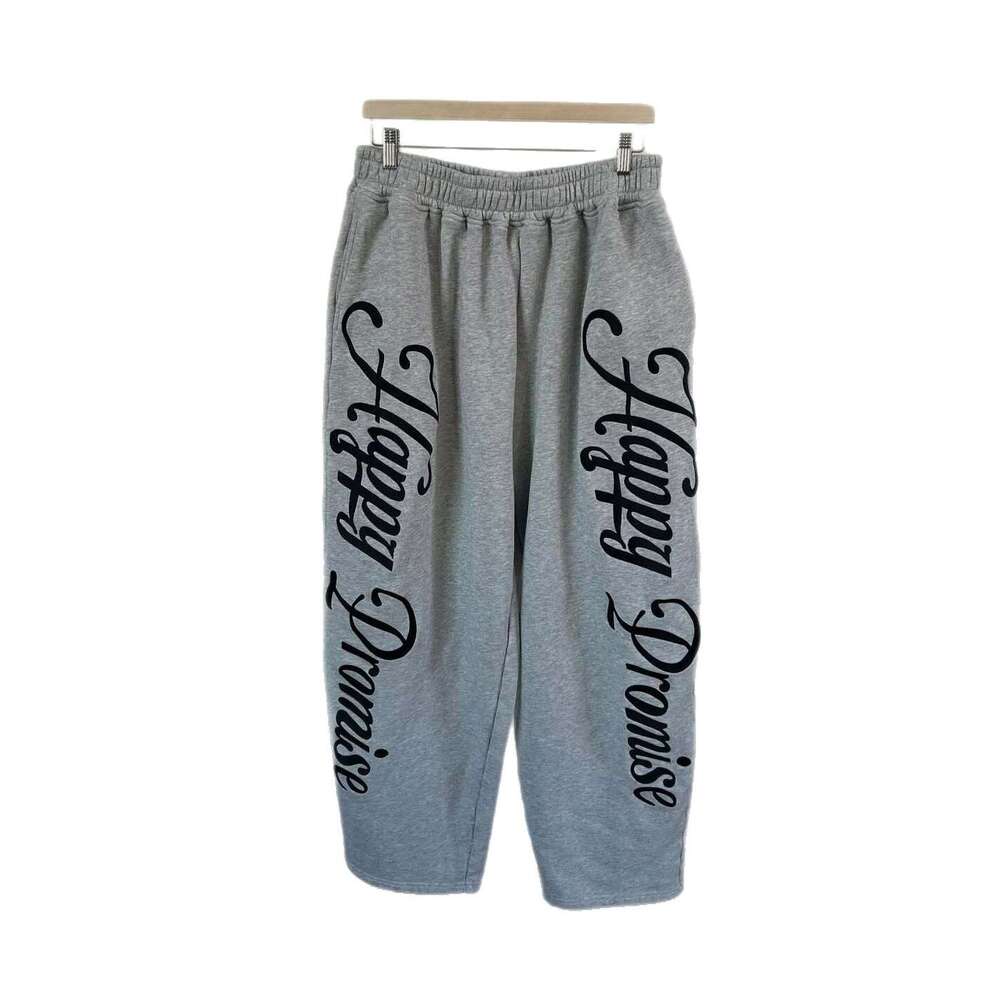 2025 Summer American Retro Pocket Casual Straight Long Letter Print Fashion Hip Hop Loose Pants