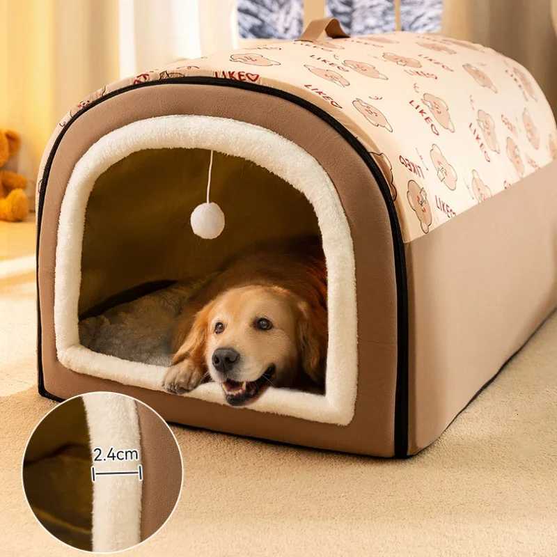 Warm Winter Dog House Mat Large Dog Kennel Detachable Washable Dogs Bed Nest Deep Sleep Tent for Medium Large Pet House SuppliesM251117