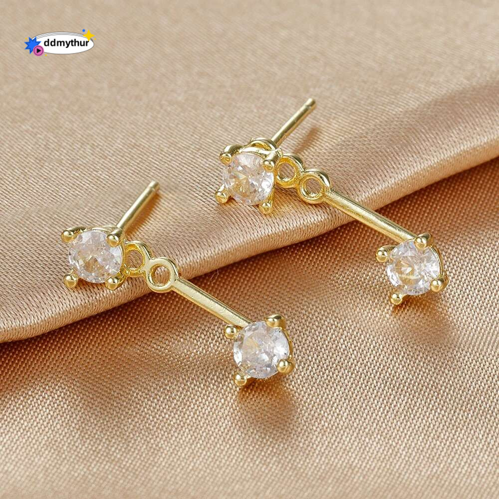 2PCS Exquisite Short Tassel Pendant Earrings for Women Trendy Cubic Zirconia Stud Earring Party Wedding Jewelry Accessories Gift ddmythur