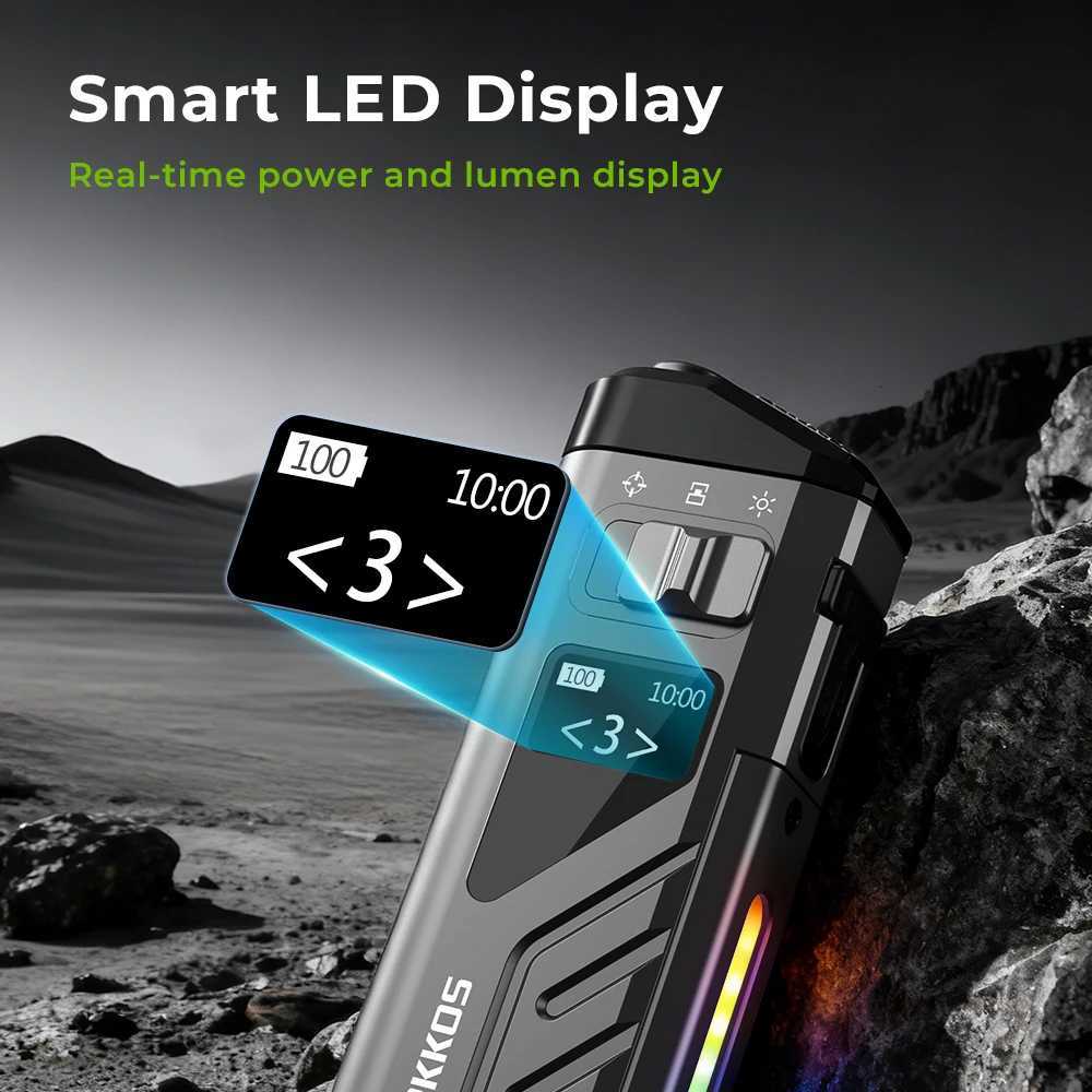 WURKKOS TD11 Tactical Flashlight 3000LM Innovative Multi-Function Portable LED Flashlight with Built-in Battery Portable Light M251117