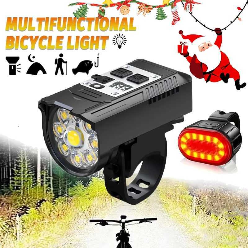 Bicycle Headlight 9 LED Bike Front Light Rechargeable Ultralight Handlebar Lights Waterproof Cycling Flashlight Christmas Gift M251117