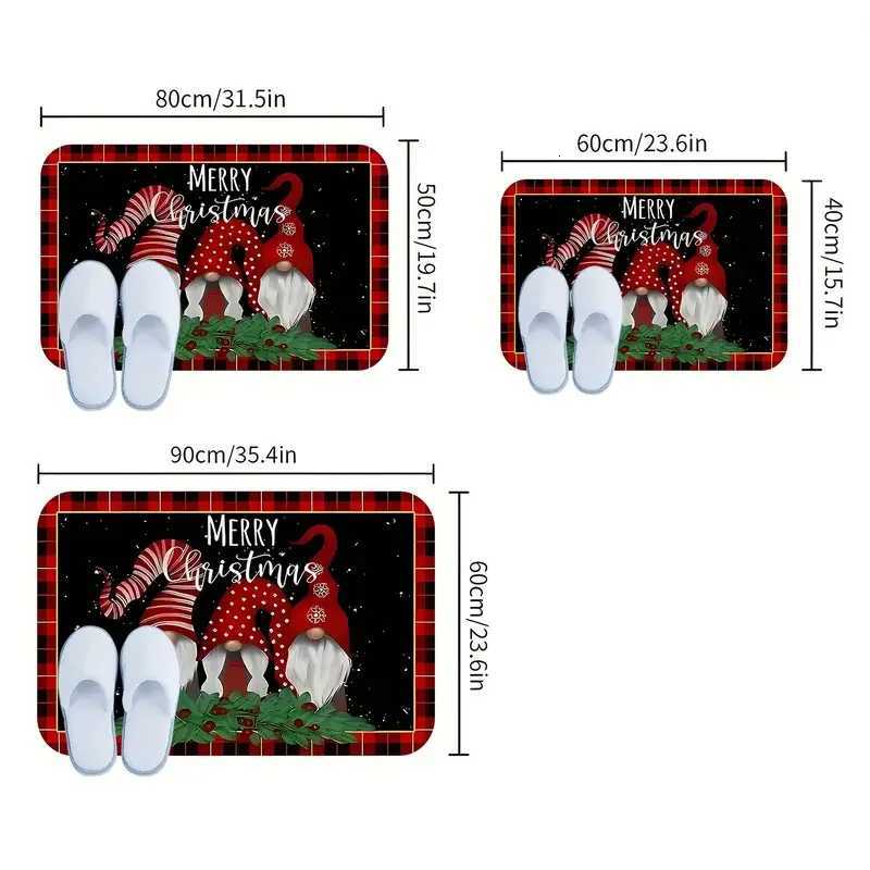 Christmas With Holly Berry Pattern Welcome Floor Mat Premium Flannel Bathroom Living Room Bedroom Office Christmas DecorM251117