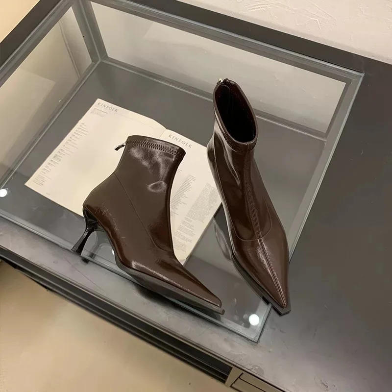 Ladies Shoes High Quality Back Zipper Womens Boots Fashion Office and Career Sexy Pointed Toe Ankle Boots 251114